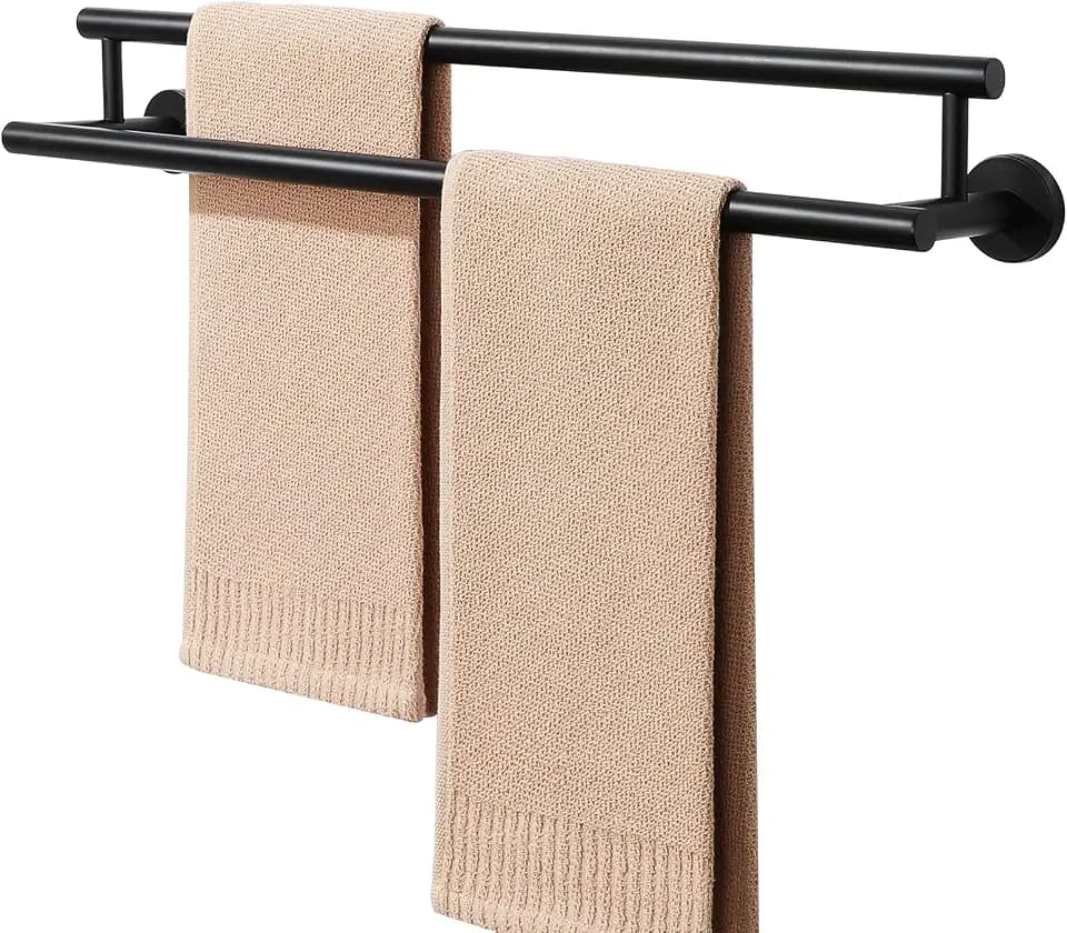 Alise Double Towel Bar Black,24" Towel Racks for Bathroom Wall Mounted