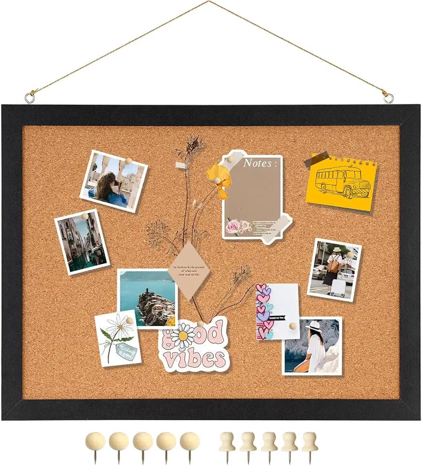 DOLLAR BOSS Double-Sided Black Cork Board, 16"x12" Bulletin Board