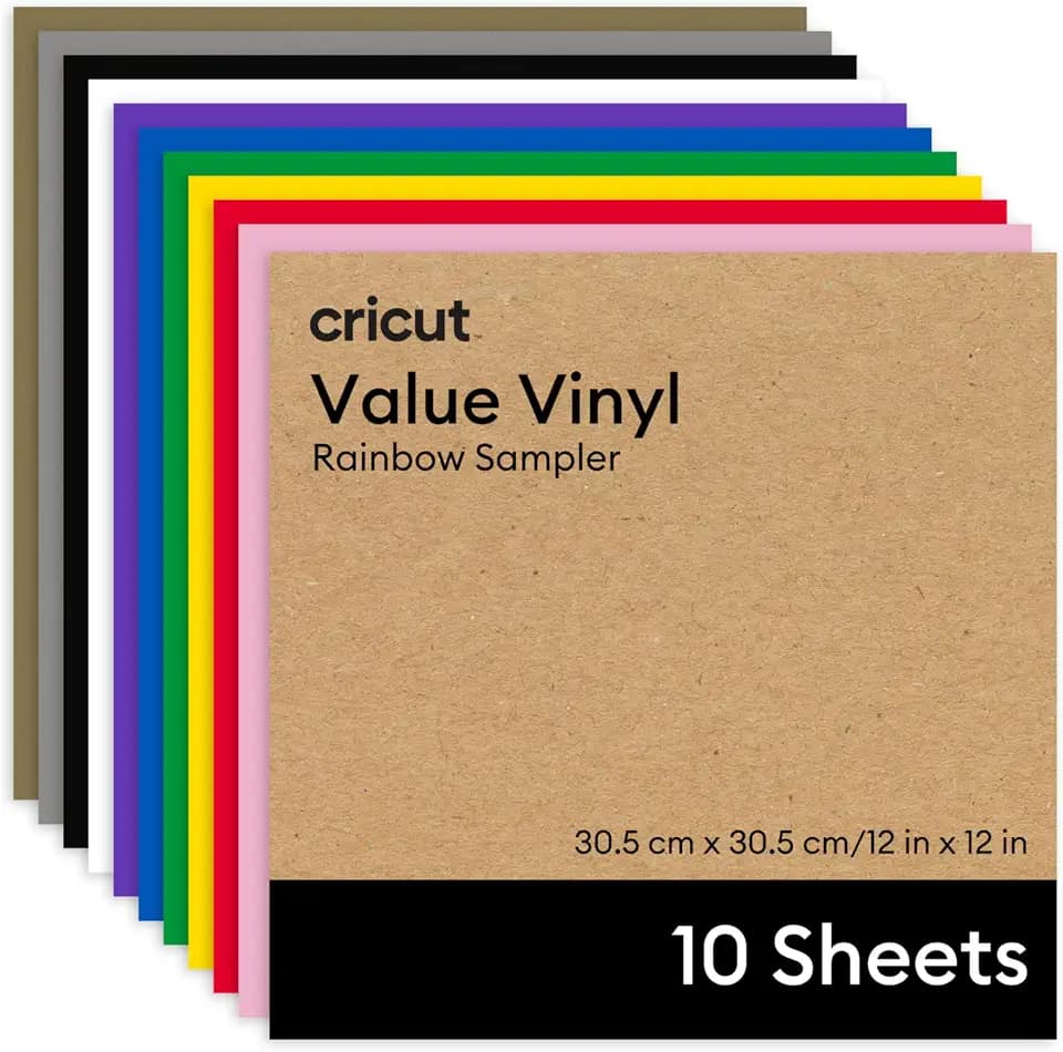 Cricut Value Permanent Vinyl - 10ft Rainbow Sampler (12in x 12in Sheets)