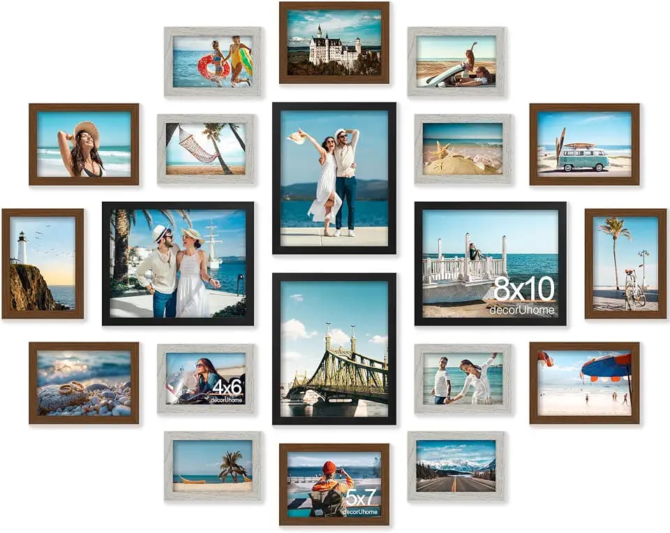 decorUhome 20 Pack Assorted Picture Frame Set for Wall & Tabletop