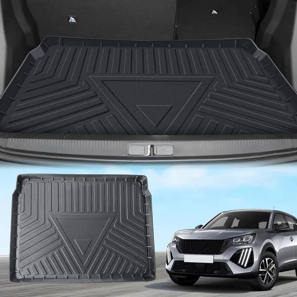 ECOZEN kofferraumwanne für Peugeot 2008 2020-2026 TPE Allwetter Kofferraumwanne Original 3D-Scan, Obere Kofferraummatte, wasserdicht verschleißfest Laderaumwanne Hohe Passform Hoher Rand