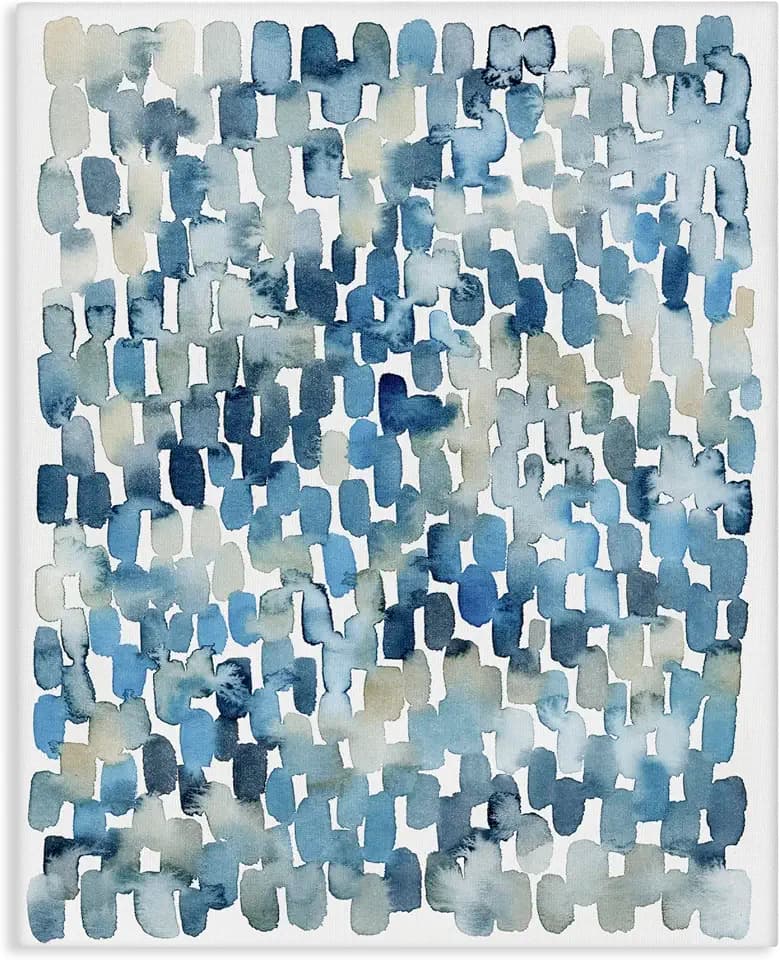 'Coastal Tile Abstract Soft Blue Beige Shapes'| Canvas Art