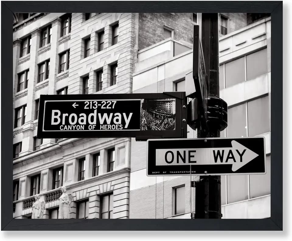 Poster Master One Way Print - Broadway Poster - Street Sign & Directions Art - Travel Photography Wall Design - New York Art - Great Bedroom or Office Wall Decor - 8x10 UNFRAMED Wall Art