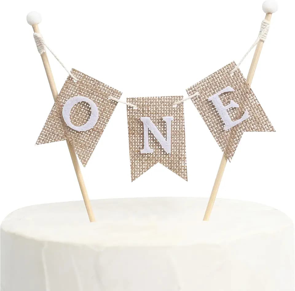 Handmade “ONE” Birthday Cake Topper - 1st First Birthday Cake Bunting,White Cake Topper Banner For 1st Birthday,First Birthday Cake Topper,1st Birthday Celebration, Cake Smash And Photo Prop
