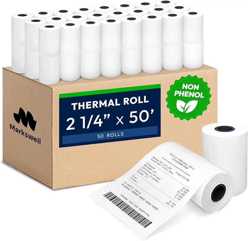 2 1/4" x 50' Non Phenol, BPA & BPS Free Thermal Paper (50 Rolls)