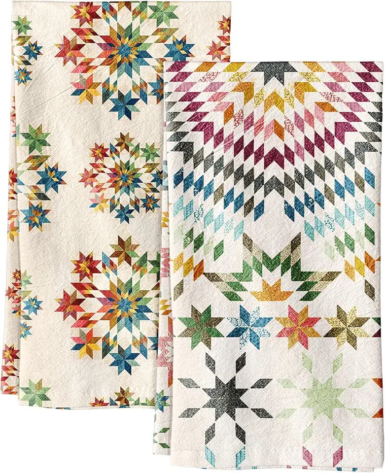 Miss Adola 2 Pack 150GSM Flour Sack Kitchen Towels, Starburst Design