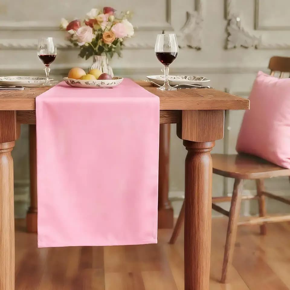 FOLINS&HOME Pink Waterproof Decorative Table Runner 90 Inches Long