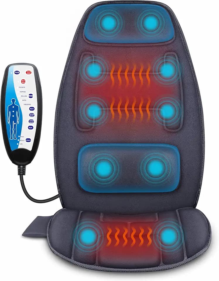 Snailax Massagesitzauflage mit 10 Vibrationsmotoren und Wärme | Massagekissen für Rücken und Nacken, zur Entspannung für Zuhause und Büro, Geschenk