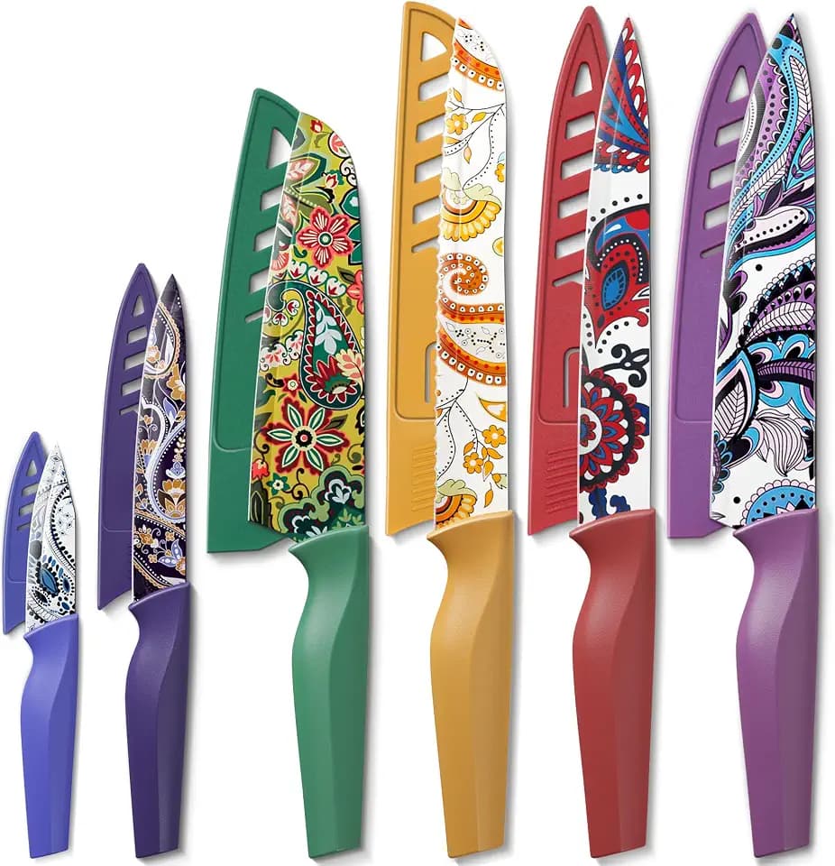 Astercook Paisley Pattern Knife Set with Cover