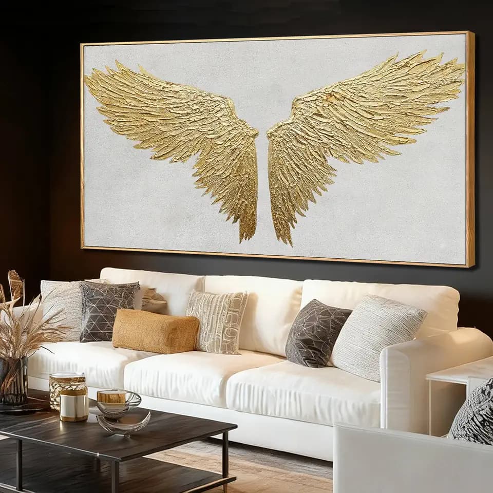 Large Framed Wall Art Gold Abstract Wall Decor Textured Art Painting Modern Artwork for Living Room Bedroom Home Decorations 29"x 58" White Art