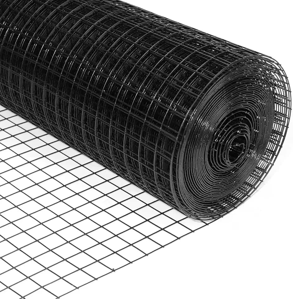 24'' x 50' 1inch Hardware Cloth 16 Gauge Black Vinyl Coated Welded Fence Mesh for Home and Garden Fence and Home Improvement Project (24'' x 50')
