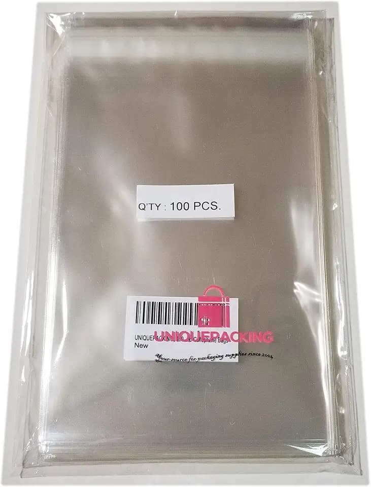 UNIQUEPACKING 100 Pcs 5 7/16 x 7 1/4 Clear A7+ Card Resealable Cello / Cellophane Bags Good for 5x7 Card Item (Fits A7, 5x7 Card with Envelope)