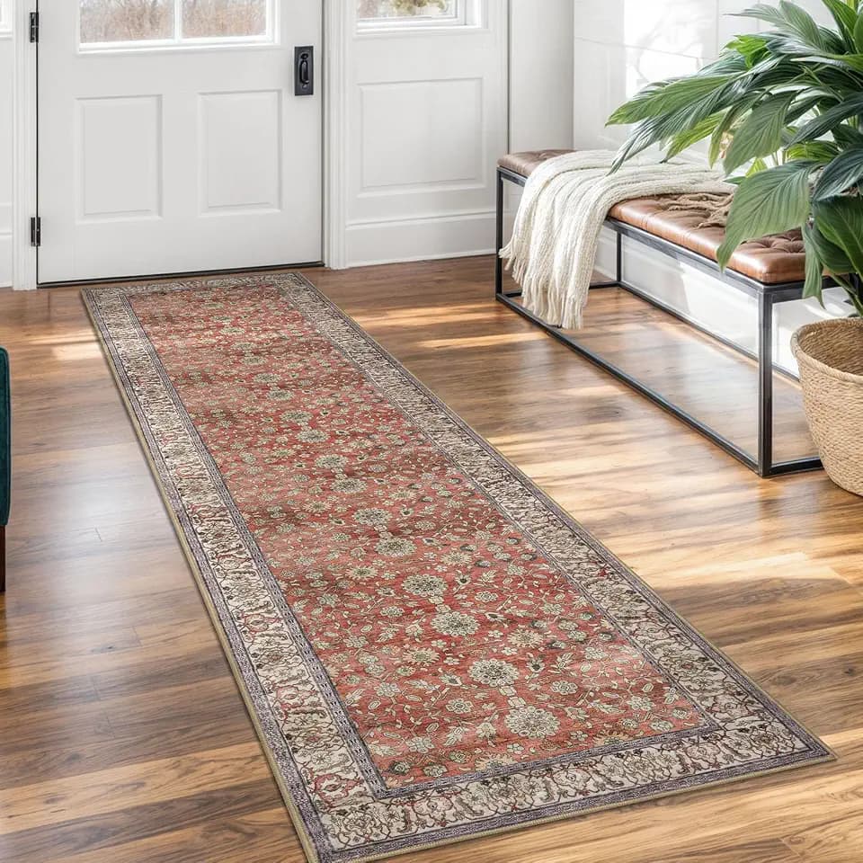 KUTA Vintage Washable Runner Rug, 2x7 Red Clay Runners for Hallways