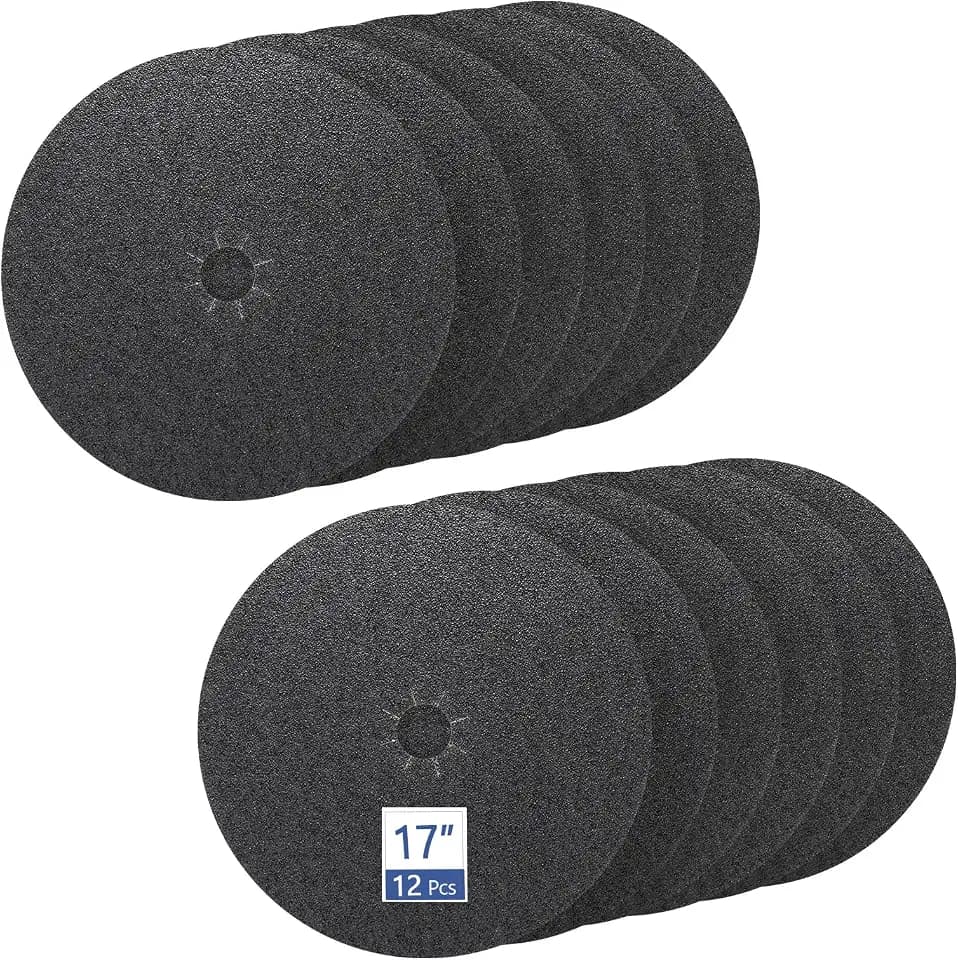 HUAALIUCHE Floor Sanding Disc Cloth-Backed Silicon Carbide,17" x 2" Holes for Concrete, Stone, 36 Grit, 12-Pack