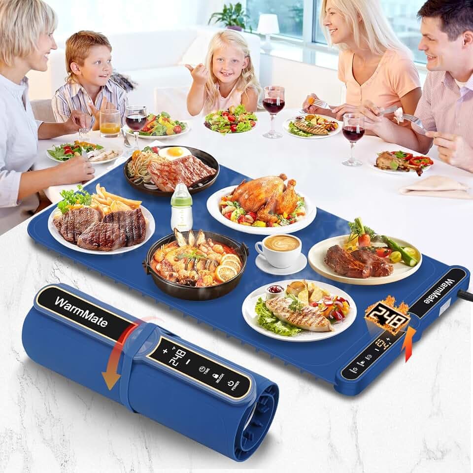 Warming Mat for Food, Upgrade Rapid Heating System, Roll-Up Design