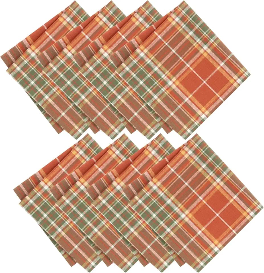 Hawley Plaid Harvest Napkins, Set of 8, Multicolor - 17"W x 17"L