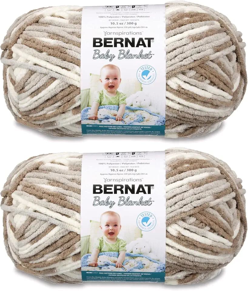 Bernat Baby Blanket Little Sandc Yarn - 2 Pack of 300g/10.5oz - Polyester - 6 Super Bulky - 220 Yards - Knitting/Crochet