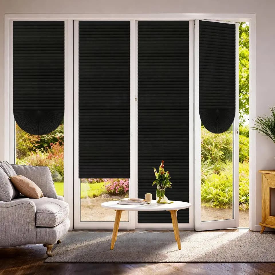 Threehoney 4 Pcs 24 x 110 Inch Temporary Blinds for Indoor Windows Black