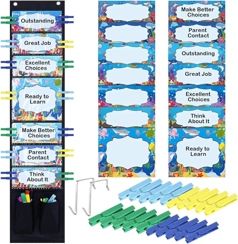 57 Pcs Student Behavior Clip Chart, Classroom Behavior Management, Ocean