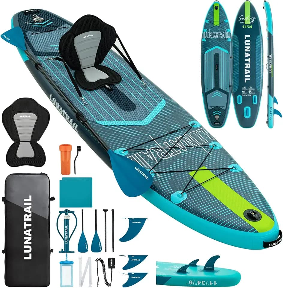 11' x 34" Extra Long Extra Wide Inflatable Stand Up Paddle Board SUP Kit Item Highlights
