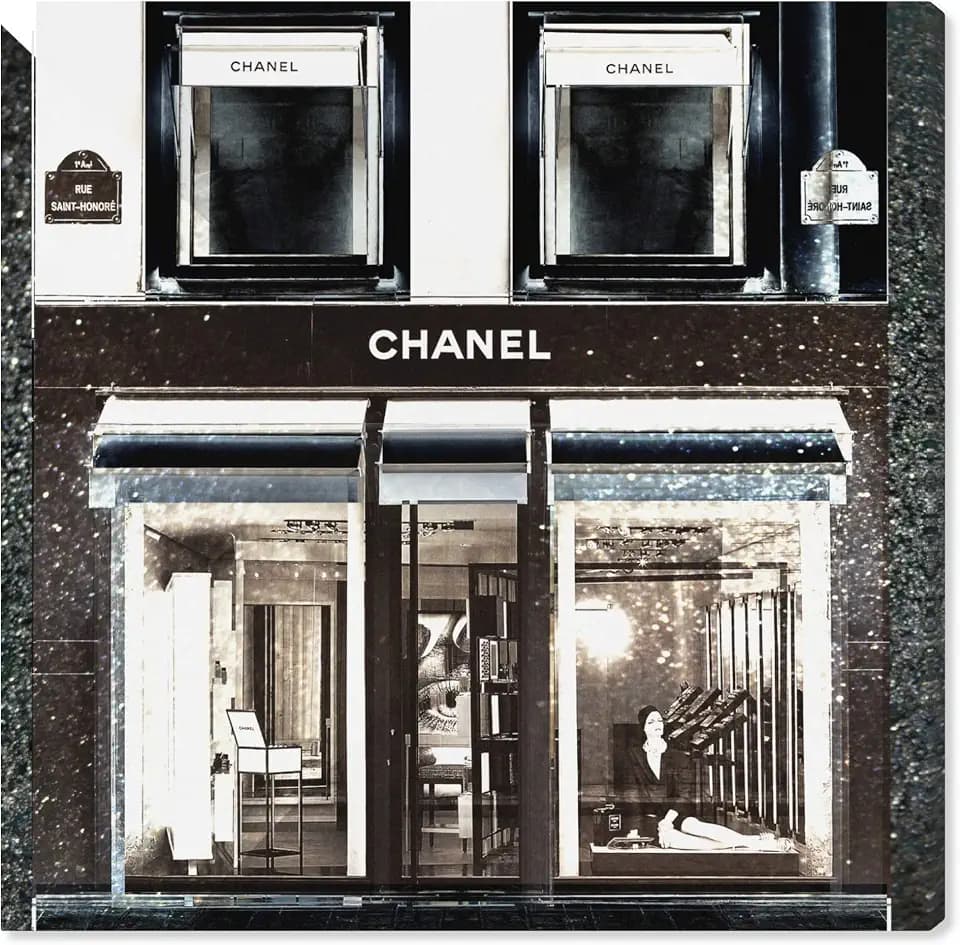 The Oliver Gal Artist Co. Fashion and Glam Wall Art Canvas Prints 'My Favorite Store' Home Décor, 20" x 20", Black, White