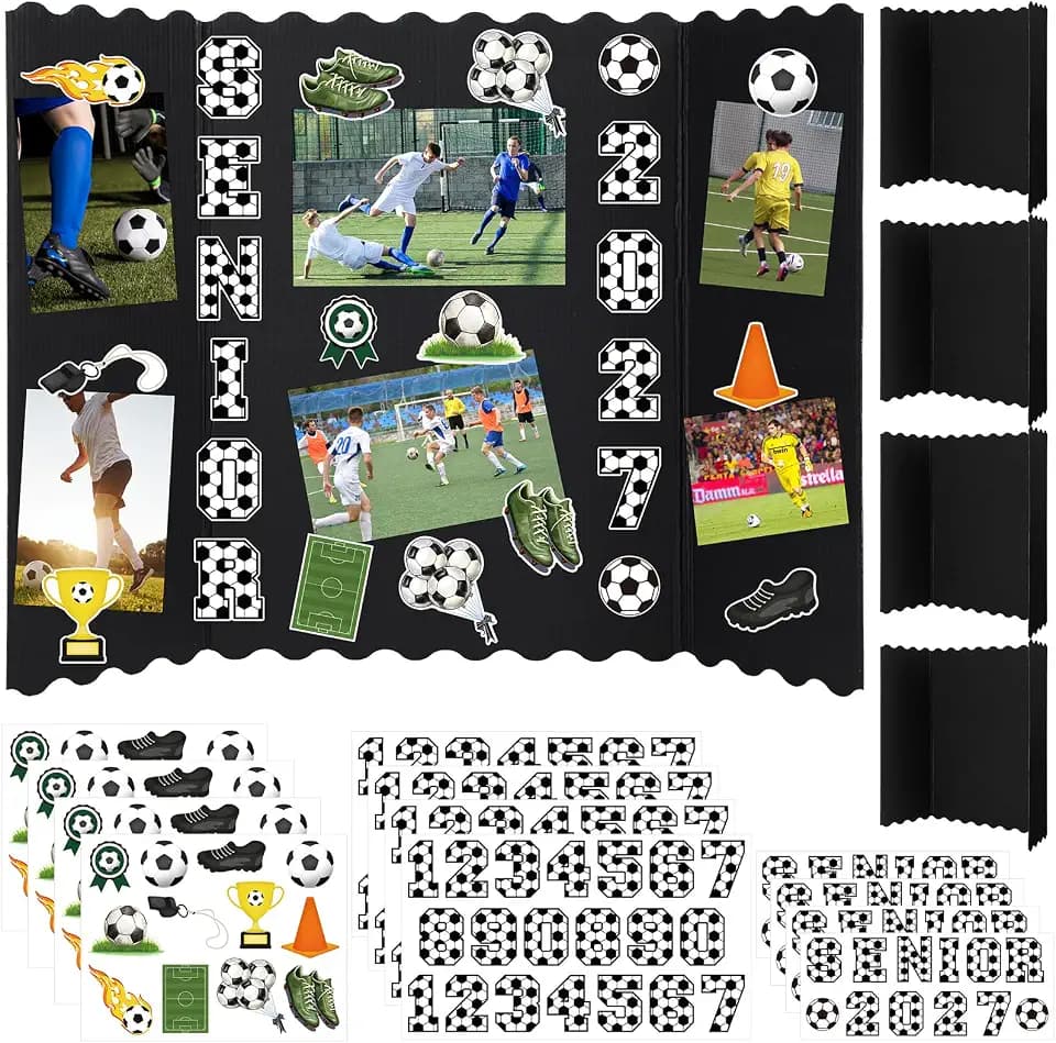 4 Set 24''x16'' Soccer Senior Night 2027 Trifold Picture Frame Board