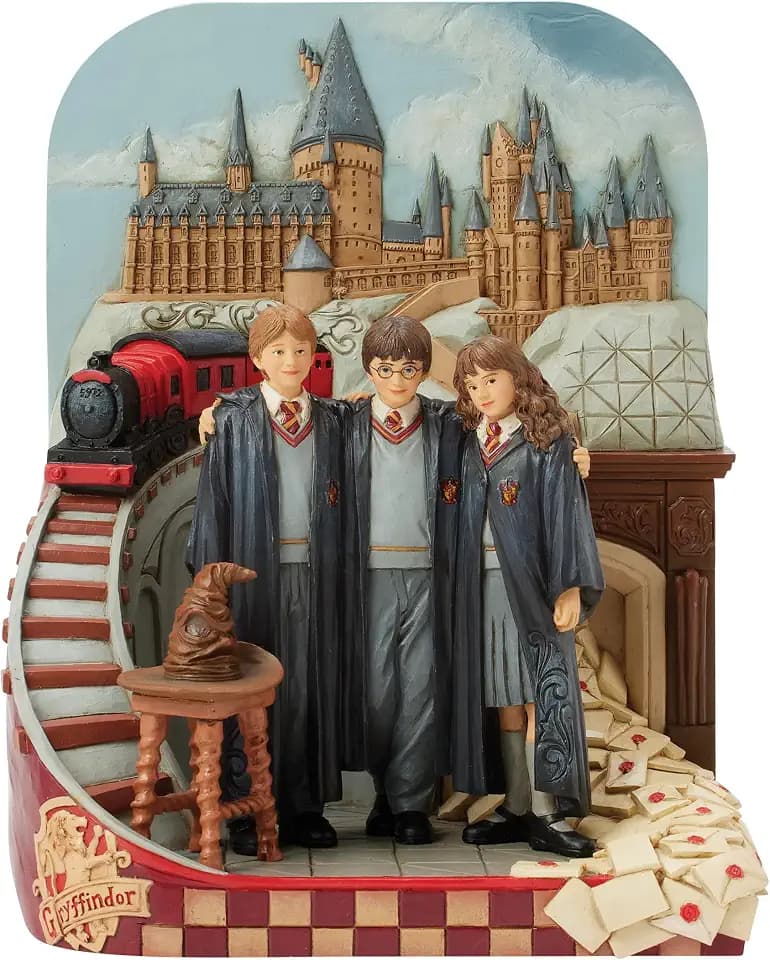 Enesco Harry Potter by Jim Shore the Trio of Friends Journey Begins Castle Scene Figurine, 9.09 Inch, Multicolor