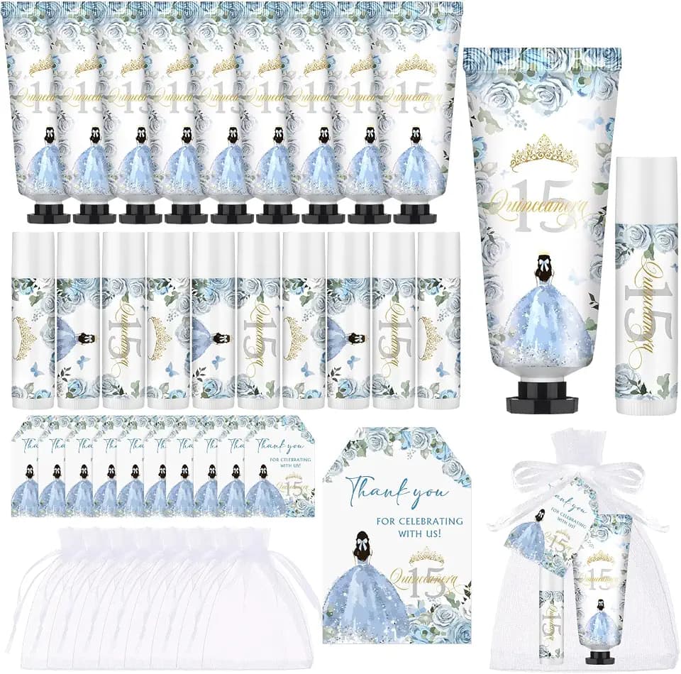 Leelosp Quinceanera Party Favors for Guests 25,Mini Hand Lotion, Dusty Blue