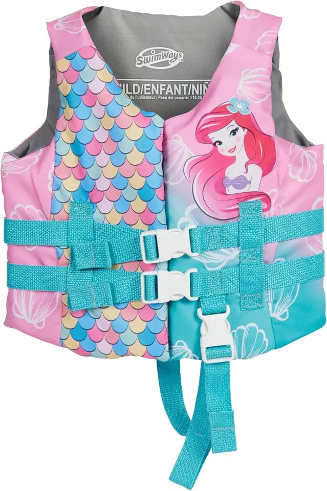 SwimWays Disney Little Mermaid Ariel Swim Trainer Life Jacket, US Coast Guard Approved Life Vest Kids Swim Vest, Pool Floats & Life Jackets for Kids 33-55 lbs, Ariel