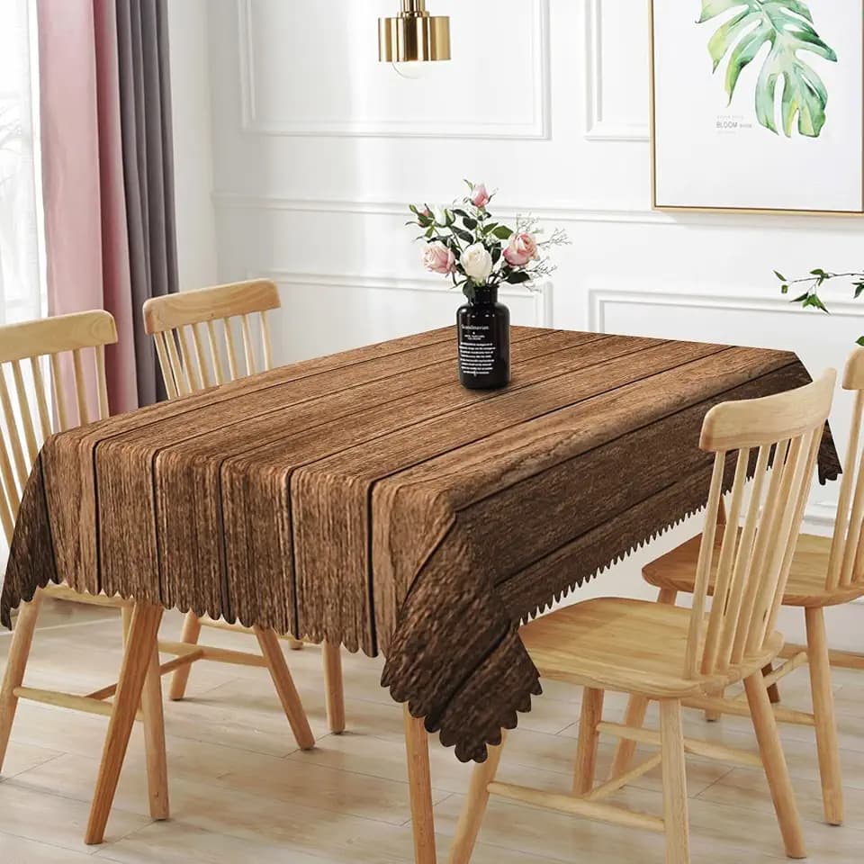 70x120inches Vintage Brown Wood Grain Tablecloths Rustic Wooden Texture Rectangle Table Cloth Farmhouse Style Fabric Table Cover for Kitchen Dining Room Western Barn Themed Party Decorations