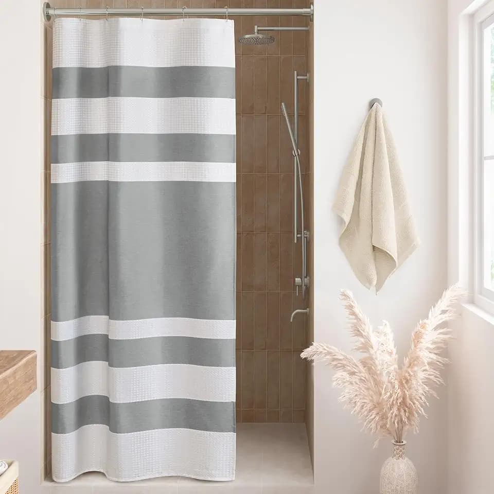Madison Park Spa Waffle Weave Stall Shower Curtain, 36 x 72, Grey