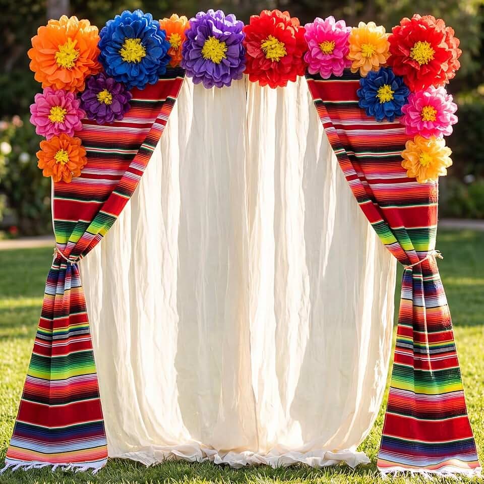 14 Pcs Mexican Fiesta Backdrop Decoration, Classic Red