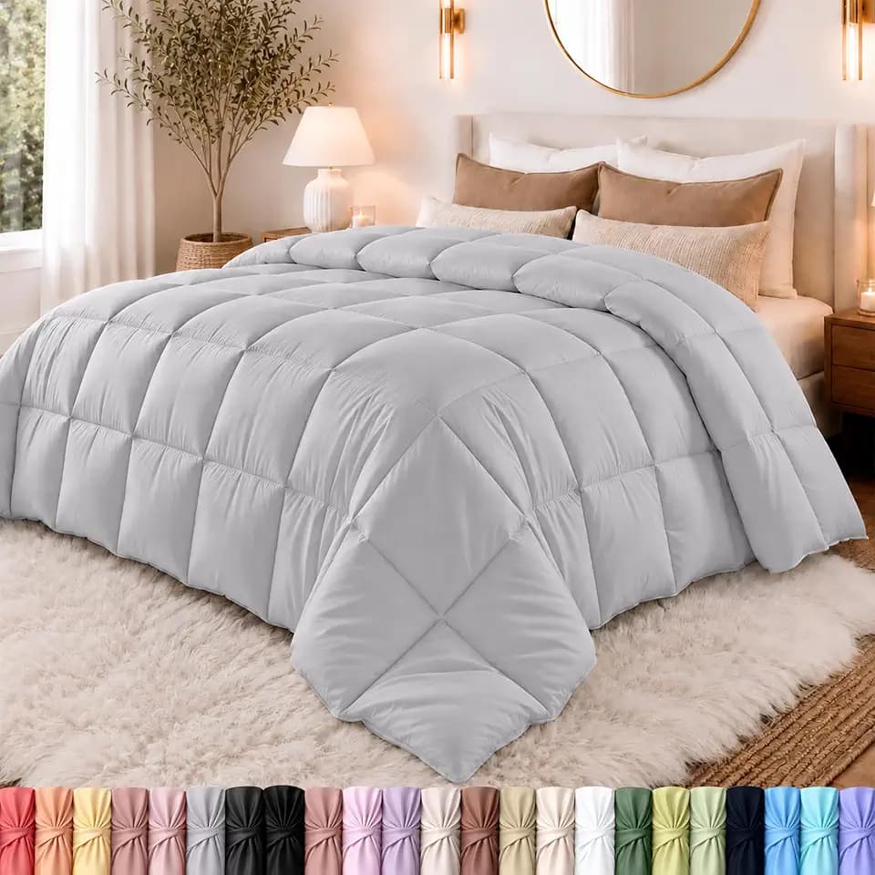 Utopia Bedding Duvet Insert, Cal King Size Comforter 96 x 102 in Light Grey