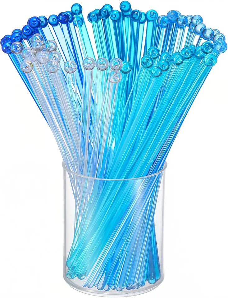Mudder 100 Pieces Disposable Plastic Crystal Swizzle Sticks, Gradient Blue