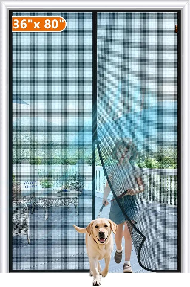 MAGZO Magnetic Screen Door Fits Door Size 36"x 80", Heavy Duty Mesh
