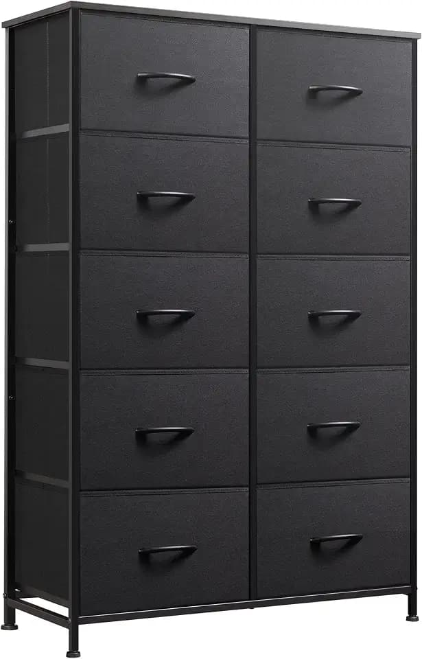 WLIVE Tall Dresser for Bedroom with 10 Drawers, Black