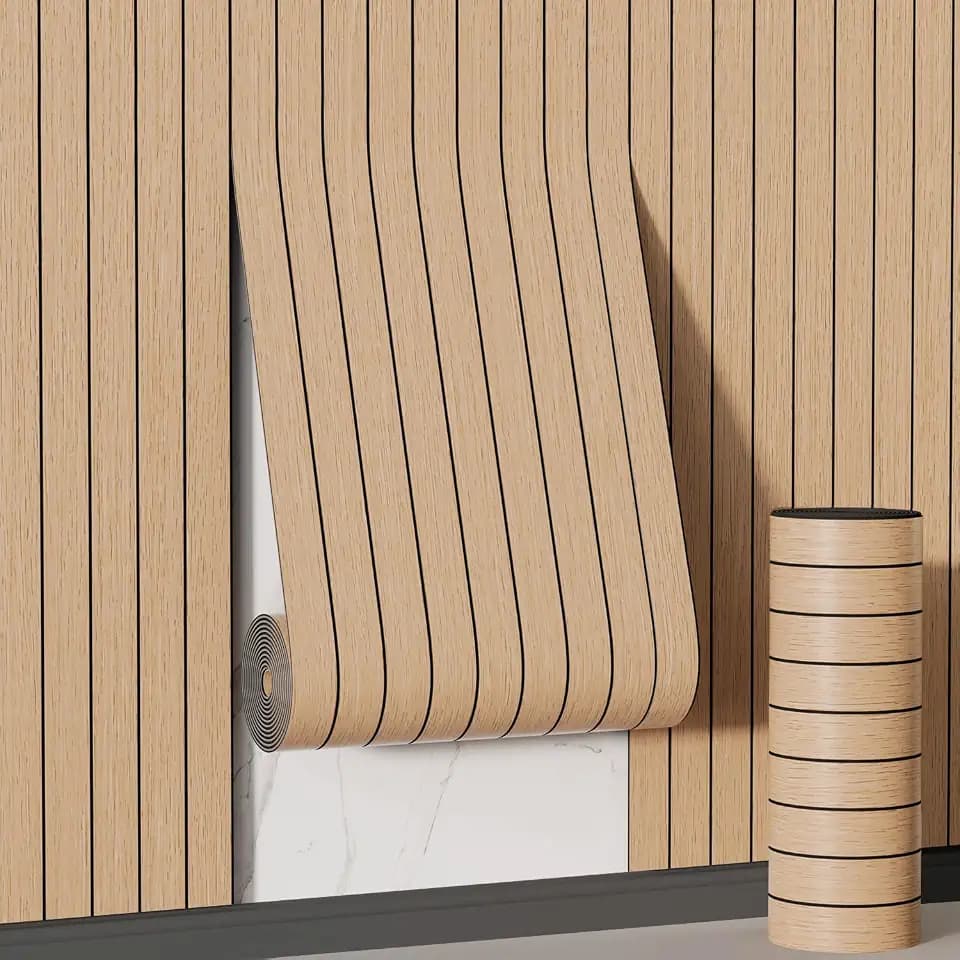 Arthome Peel and Stick Slat Wall Panels 15.7 "x240,Self-Adhesive PVC Wood Grain Wallpaper Panel,3D Thick Faux Soundproof Backsplash Accent Wall Tile for Walls & Furniture (Oak- Coverage 26 Sq.ft)