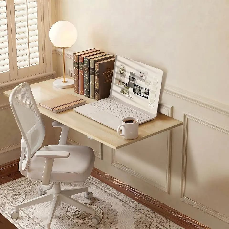 GOYLSER Fold Wall Mounted Table Folding Worktable, Addition to Garage/Home Office/Laundry Room/Home Bar/Kitchen & Dining Room
