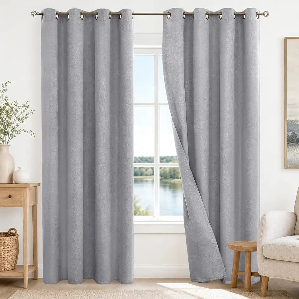 BGment Dark Grey Blackout Curtains for Living Room 84 Inch Long - 2 Panels