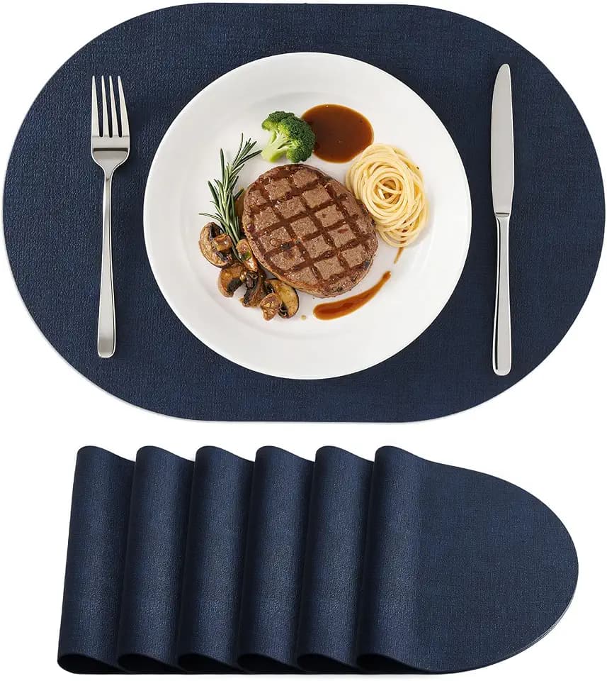homing Heat Resistant Oval Placemats Set of 6, Navy