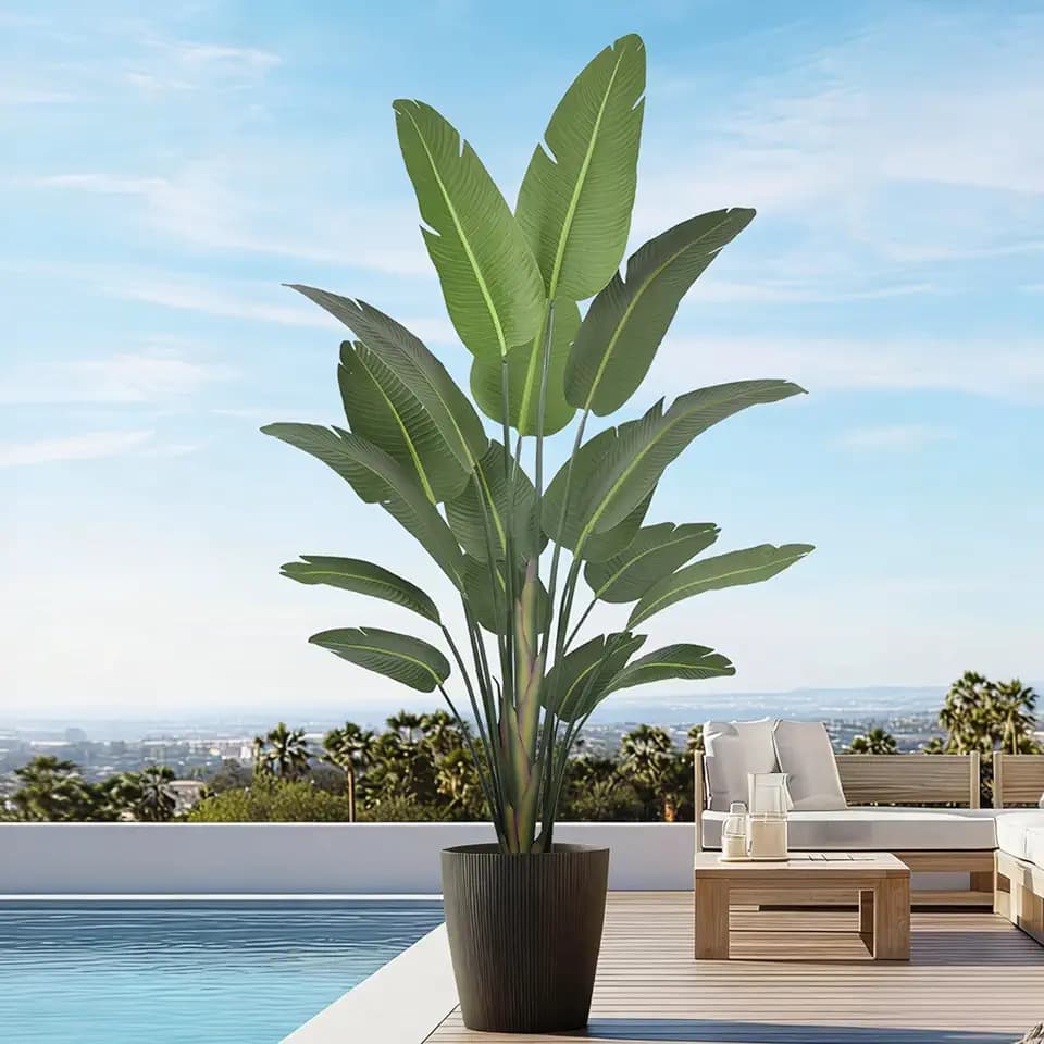 Bird of Paradise Artificial Plant 8FT, Tall Artificial Plants Indoor with 17 Realistic Leaves and Large Trunks, Faux Tropical Trees with Pot for Home Living Room Office Indoor Decor