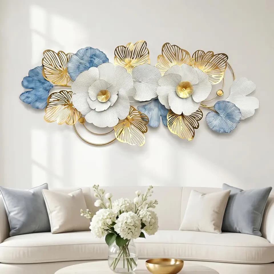 Axioglo Large 3D Metal Wall Decor,Flower Wall Art for Living Room