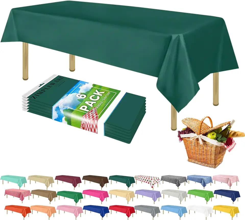 ZIMPLEWARE Premium Plastic Table Cloth Disposable 54" x 108" 6 Pack