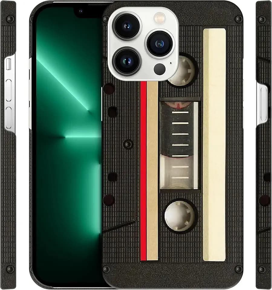 GlamCase for iPhone 13 Pro, iPhone 13 Pro Case - Vintage Cassette Design Printed Slim & Sleek Cute Plastic Hard Snap on Protective Designer Back Phone Case/Cover for iPhone 13 Pro White