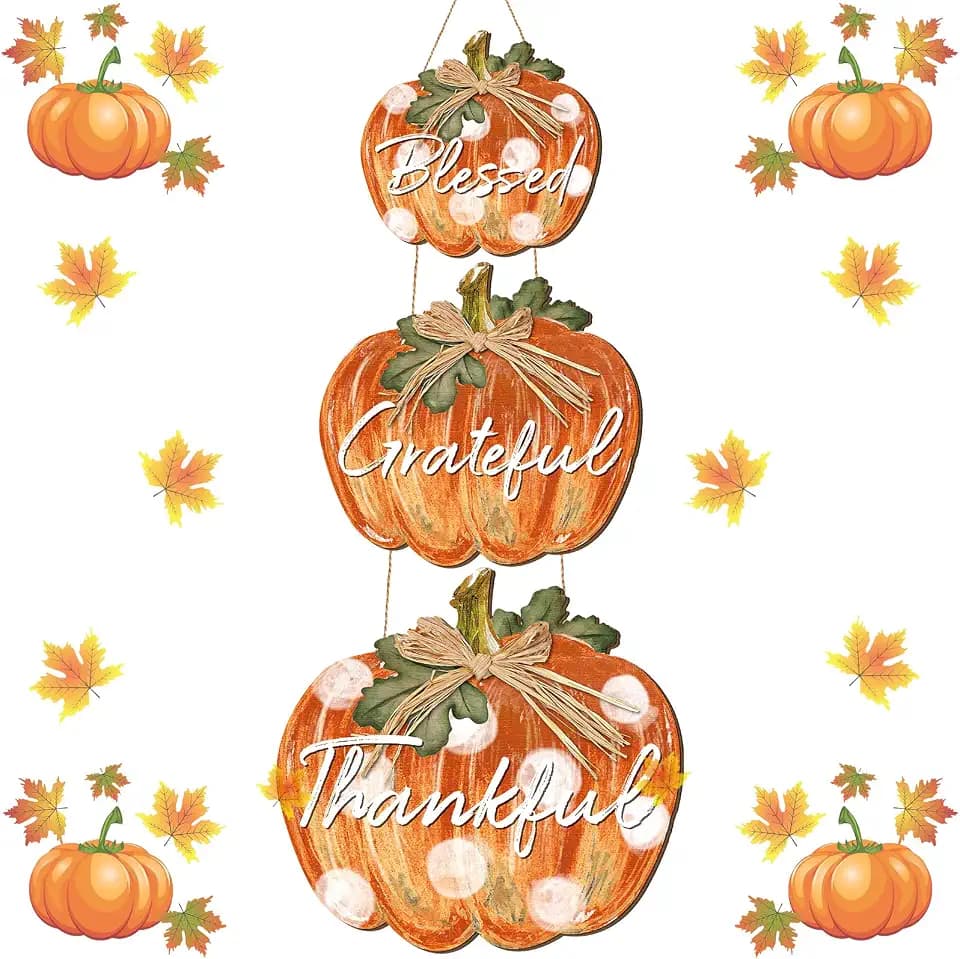Huwena 3 Pcs Fall Decorations for Home Fall Door Sign Thanksgiving Decor