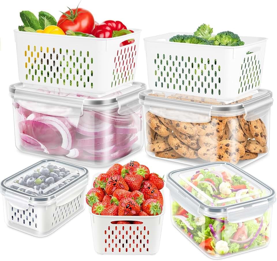 4 Pack Fruit Storage Containers for Fridge Berry Keeper Produce Saver