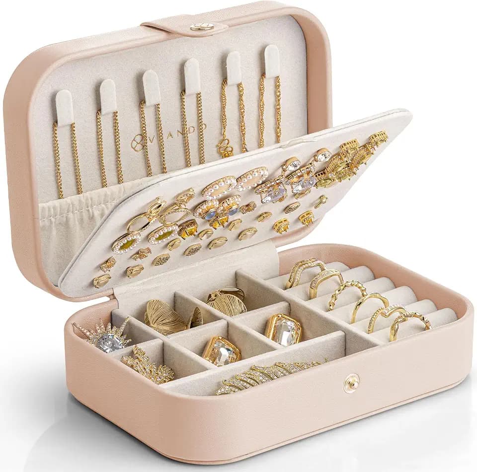 VLANDO Travel Jewelry Case, Portable Jewelry Earring Box Organizer