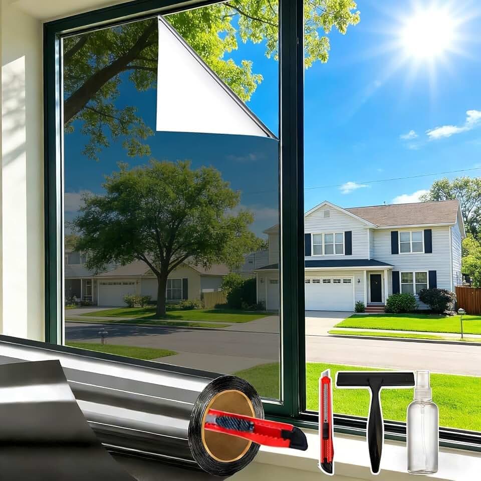 One Way Privacy Window Film Sun Heat Blocking, 17.5" x 78.74"