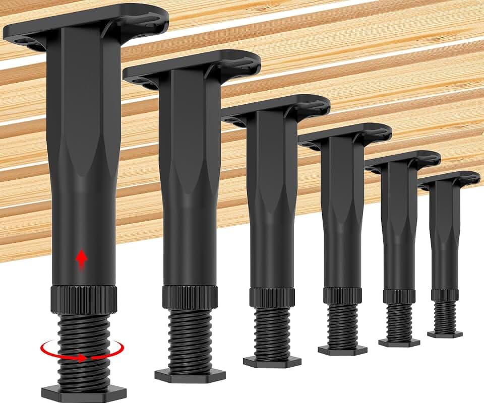 6PCS Adjustable Bed Frame Support Legs(8.3"-14.5"),Center Slats Support Leg