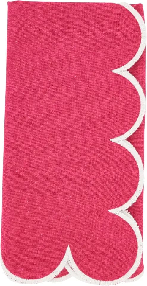 Saro Lifestyle Scalloped Hem Napkin (Set of 4), Fuchsia, 20"